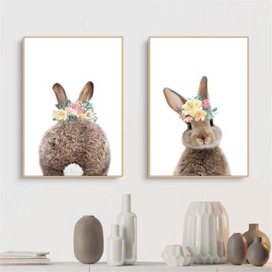 Trayosin 2er Set Premium Poster Set Kaninchen Wandbilder Deko Bilder