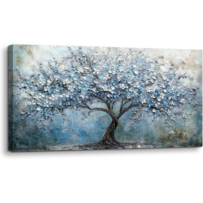 hyidecorart Blühender Baum Wandbild 50x100 cm, Leinwand Bild Baum des Lebens
