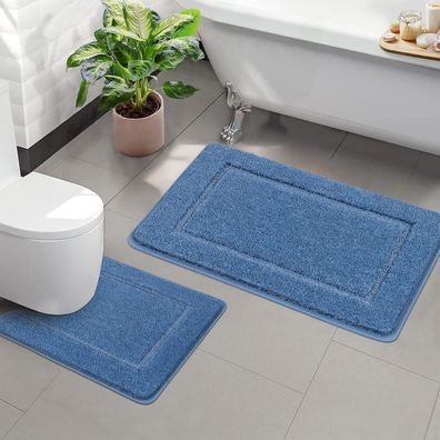 Pauwer Badteppich Set 2-teilig, Weich, Hochflor, Maschinenwaschbar, Rutschfest