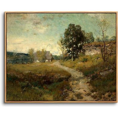 hyidecorart Vintage Leinwandbild mit Holzrahmen 40x60 cm - Ländliche Landschaft