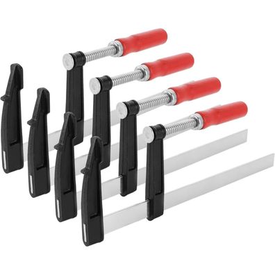 SHUESS 4er Schraubzwingen Set 80x150mm/300mm - F-Klemmen für Holzbearbeitung