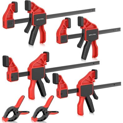 Getlitool Einhandzwingen & Klemmzwingen Set 6tlg. - 4x Schraubzwingen (75kg)