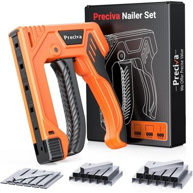 Preciva Handtacker Set mit Tackerklammern Typ D (11,2 mm & 10,6 mm) und Typ T