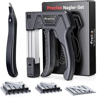 Preciva Handtacker Set mit 1800 Nägeln und Nagelzieher - Ideal für Möbel-DIY