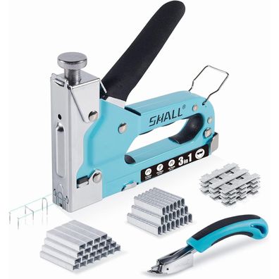 SHALL Handtacker Set, 3-in-1 Holztacker mit 3000 Klammern und Klammerentferner