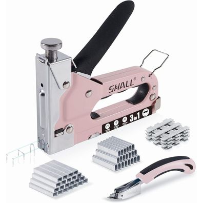 SHALL Handtacker Set, 3-in-1 Holztacker mit 3000 Klammern, regulierbarer