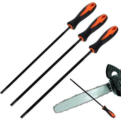 KYSUN 3er Set Kettensägefeilen mit Griff (4.0mm, 4.8mm, 5.5mm) für präzises