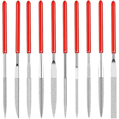 Treki 10er Mini Diamant Nadelfeilen Set, 100mm, 2mm, 10 Modelle für Holz
