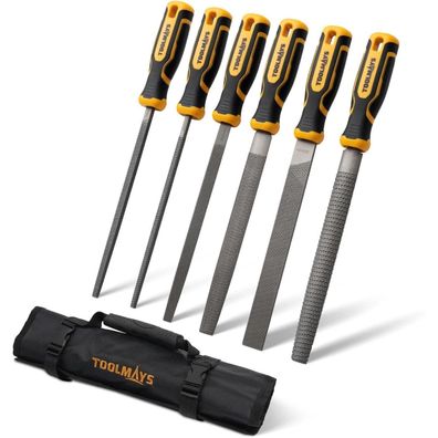 Toolmays 6-tlg. Profi Feilenset für Metall und Holz mit Rolltasche und