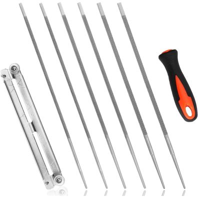 Mumjooyi Kettensäge Feile Set (4,0/4,8/5,5 mm) mit Griff für Sägeketten