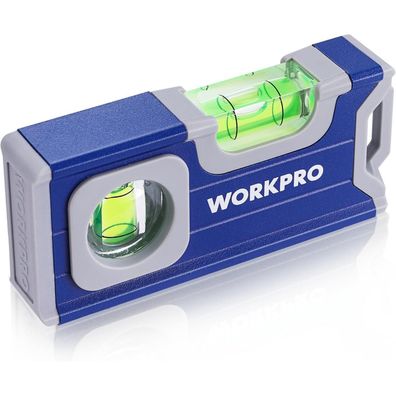 Workpro Mini Magnetische Wasserwaage 115 mm, 2 Libellen (90°/180°)