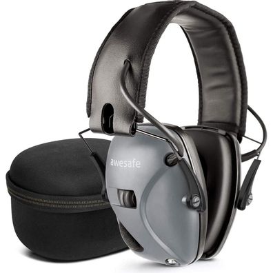 awesafe Elektronischer Schieß-Ohrenschützer GF01+ mit Hard Travel Tasche, NRR