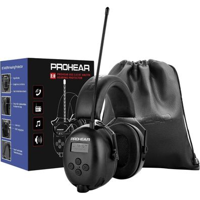 Prohear 033 Gehörschutz mit Radio & Bluetooth 5.4, SNR31dB, Schwarz