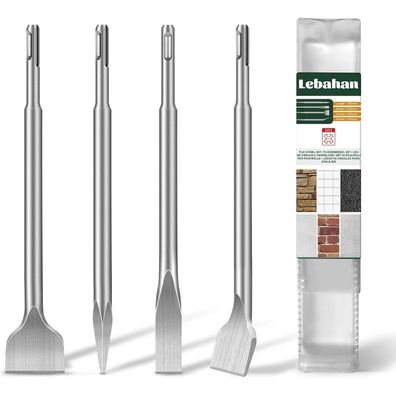 Lebahan SDS Plus Meißel Set, 4-teilig: Spitz-, Flach- und Fliesenmeißel für