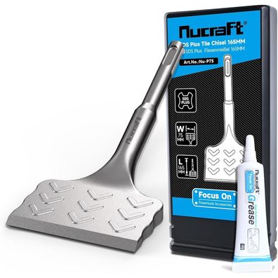 Nucraft SDS-Plus Fliesenmeißel, 165 mm x 75 mm, 25° gebogener Schabermeißel für
