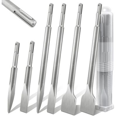 Lytool SDS Plus Meißel Set, 6-teilig: Flach-, Breit- und Spitzmeißel für Beton