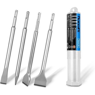 Nucraft SDS Plus Meißel Set, 4-teilig, Stahlwerkzeugset für Bohrhammer