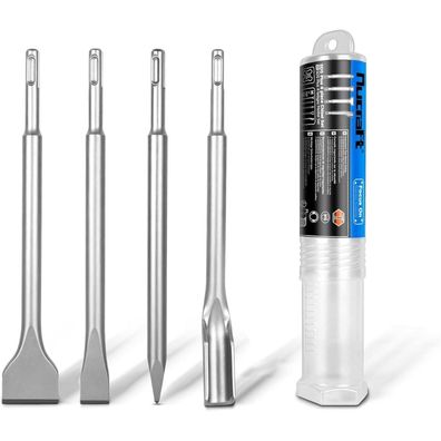 Nucraft SDS Plus Meißel-Set, 4-teilig für Bohrhammer - Breit-, Flach-, Spitz