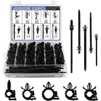 JNNJ 150 Stück Nylon Kabelbaum Verlegeclips Sortiment für Autos, SUV