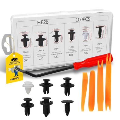 Mikkuppa 100tlg. Universal Auto Befestigungsclips Set mit Demontage Werkzeug