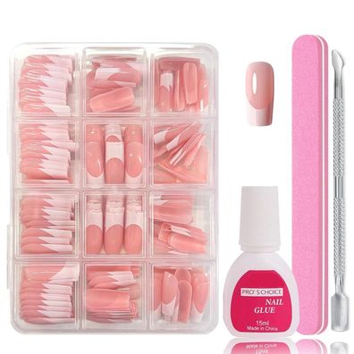 Songqee Falsche Nägel Tips Set - 240 Stück Französisch Kurz Quadrat Künstliche