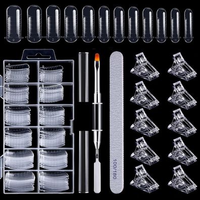 Melliex 120 Stück Nagelformen Set für Nagelverlängerung mit Dual-Ended Pinsel