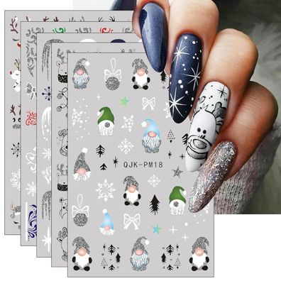Jmeowio Nagelsticker Glitzer Weihnachten 10 Blatt Selbstklebend Nail Art