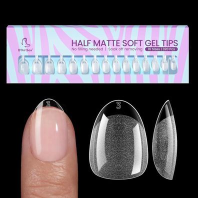 BTArtbox Extra Kurze Mandel Nagelspitzen, Full Cover Gel X, Weiche Tips für