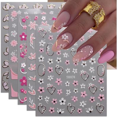 Jmeowio Nagelsticker Blume 9 Blatt - Selbstklebende Nail Art Sticker für