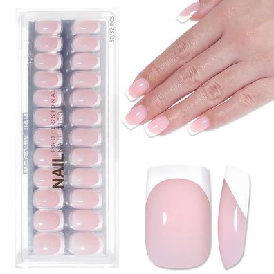 Virellay Hellrosa French Press On Nails - 32 Stück Kurz Square Künstliche
