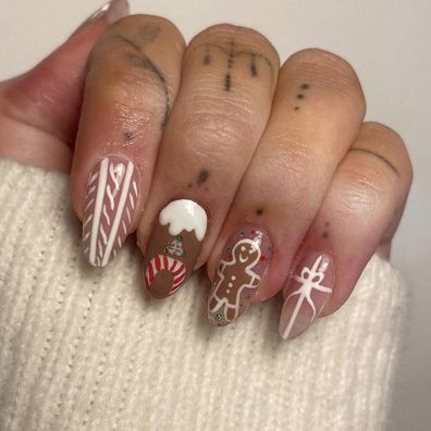 Ceboic 24 Stück Künstliche Nägel Mandel Beige Pink Französische Press on Nails