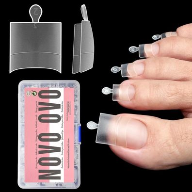 NOVO OVO Lange Fußnägel zum Aufkleben, Künstliche Zehennägel Soft Gel Half