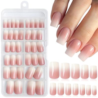 LunarCharm 144 Stück Ombre Square Press on Nails Medium Falsche Acrylnägel für