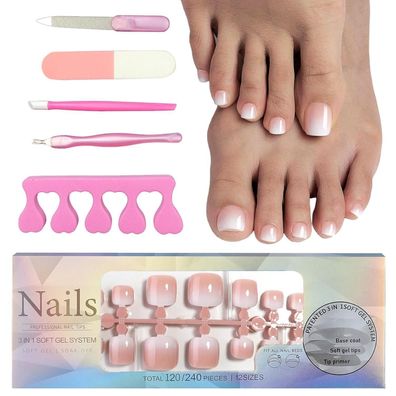 MrCuvaryas 120 Stück Falsche Fußnägel Kit, Künstliche Zehennägel zum Aufkleben