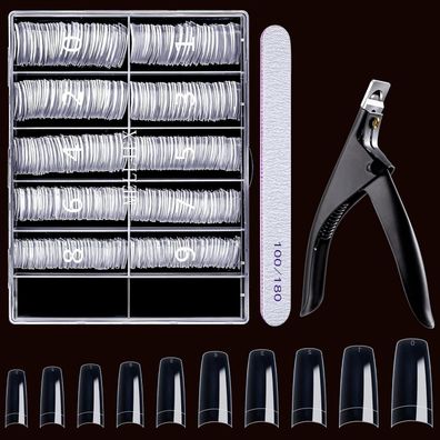Melliex 500 Stücke Falsche Nägel Tips Transparent mit Nagelknipser und