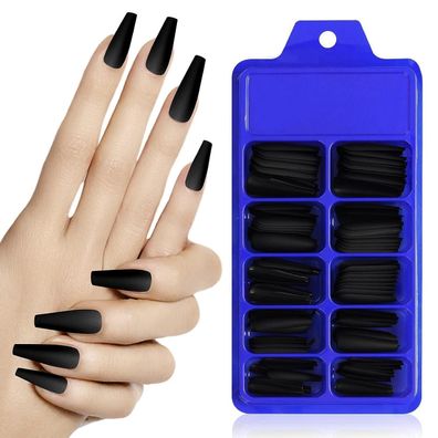 WLLHYF 100 Stück Matte Sarg Sargnägel Ballerina Falsche Nägel Künstliche