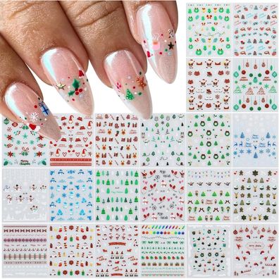 Jmeowio 30 Blatt Weihnachts Nagelsticker Selbstklebend Nail Art Dekoration für
