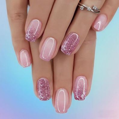 SanFangyue Press On Nails Kurz, 24 Stück Acryl Kunstnägel Zum Aufkleben