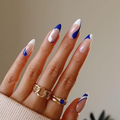 Sethexy Abstrakt Mandelform Französisch Press on Nails Swirl Fingernägel 24St