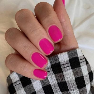 MouYouGlow Press on Nails Kurz Squoval Dunkel Rosa Fake Nails Full Cover