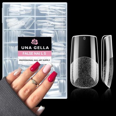 UNA GELLA Square Soft Gel Tips für Nagelverlängerung, 216 Stück, 12 Größen