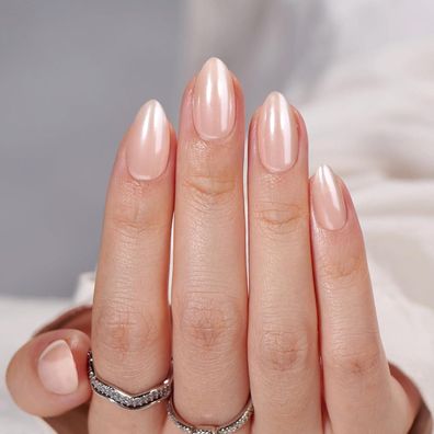 BTArtbox Almond Short Press On Nails - Beige Natural Look, 30 Stück Kit in 15