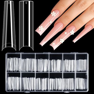 Kiiwah 240 Stück XXL Nageltips Extra Lange, 2 Stile Klare Falsche Nägel Tips