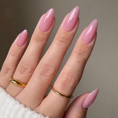 KQueenest Dunkel Rosa Press On Nails Mittel Mandel - 24 Stk. Glänzende Gel