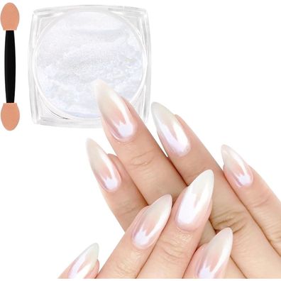 Allstarry White Pearl Chrome Nagel Pulver für Nail Art Dekoration
