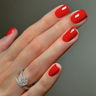 KQueenest Korallenrot Press On Nails Kurz Eckig - Künstliche Nägel zum