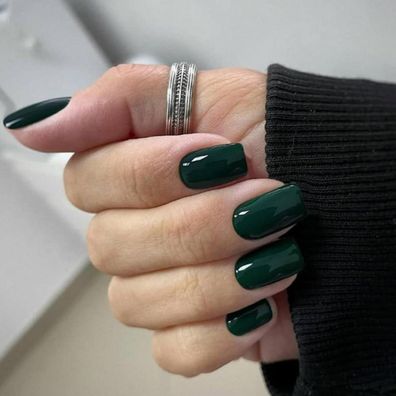 KQueenest Tannen Grün Press On Nails - Mandel Eckig, Sarg Nägel zum Aufkleben