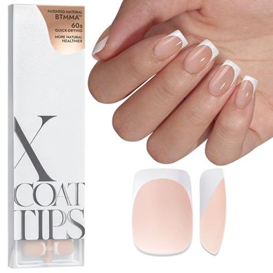 BTArtbox French Press On Nails Kurz Square Nageltips Soft Gel Nail Tips, Beige