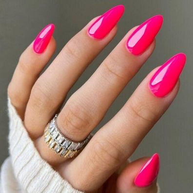 Glamermaid 24 Stk. Mittlere Mandel Künstliche Fingernägel Rosarot Gel