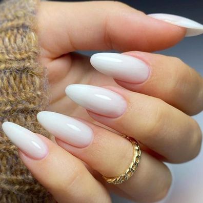 Glamermaid 24 Stk. Mittlere Mandel Kunstnägel Weiß Ombre Glänzend